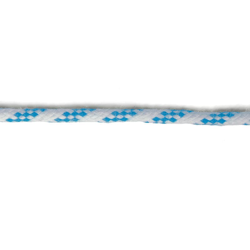 Superskøde dobbeltflettet Hvid/blå fås i 6 varianter med O mm: 6 mm, 8 mm, 10 mm, 12 mm, 14 mm, 16 mm.