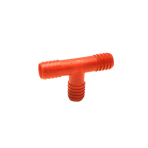 T-stykke slangeforbinder i nylon fås i 6 varianter med Stoerrelse Dia: 12 mm, 14 mm, 16 mm, 18 mm, 20 mm, 25 mm.