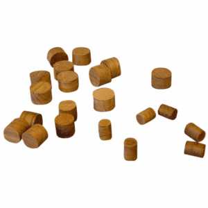 Teakpropper fås i 5 varianter med Mål: 6 mm - 20 stk., 8 mm, 10 mm, 12 mm, 15 mm.