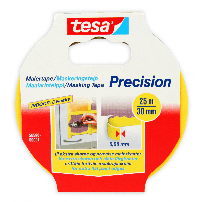 Køb Tesa malertape Precision Indoor til præcise malerprojekter. Få skarpe farvekanter uden klæberester. Bestil nu!