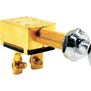 Køb trækafbryder 2 polet 12V / 20A i messing. Nem betjening og holdbart design til dit bådudstyr. Bestil nu!