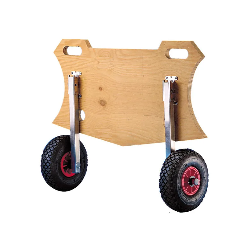 Opdag det foldbare transport hjulsæt til gummibåd. Let at bruge og transportere. Få din gummibåd nemt fra vand til land!