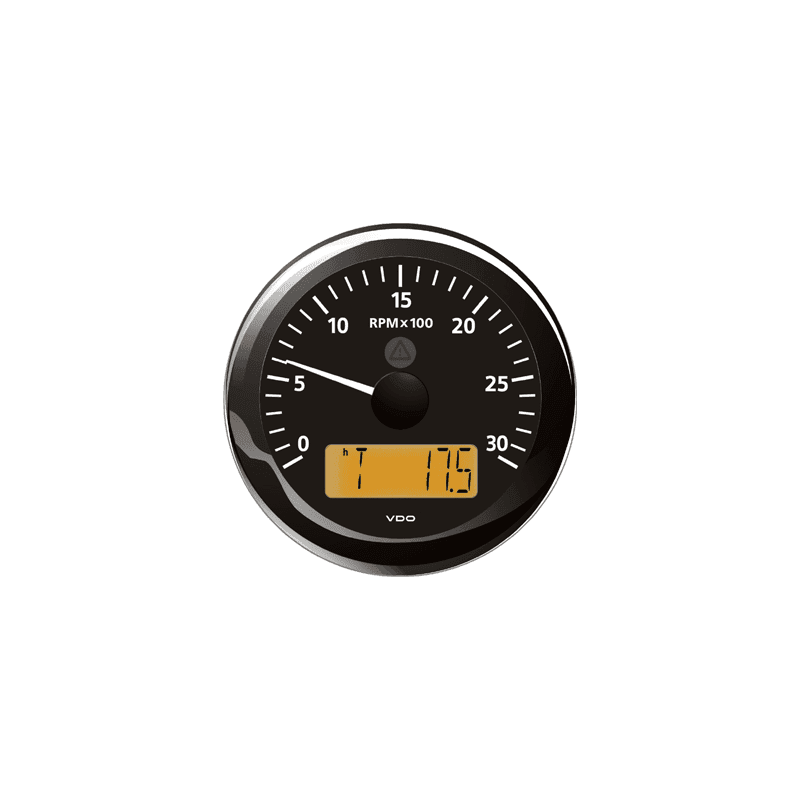 Køb VDO omdrejningstæller 12-24V med timetæller. Optimal overvågning af motorens ydeevne. Få præcise målinger op til 4000 rpm.