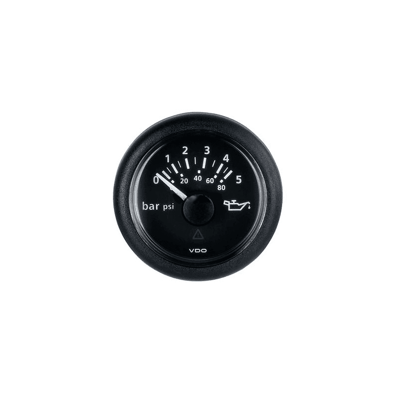 VDO trykmåler i 52 mm med 12V lys. Vælg mellem 5 bar, 10 bar og 25 bar. Se størrelser og varianter.