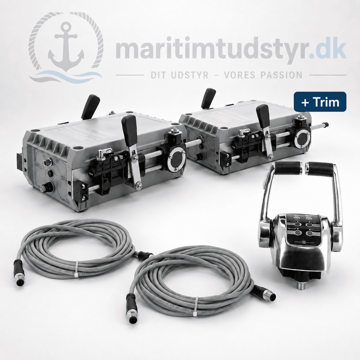 Vetus EC4 elektronisk motorkontrol med aktuator kontrolhåndtag og CAN-bus kabel til 2 x motor med trim