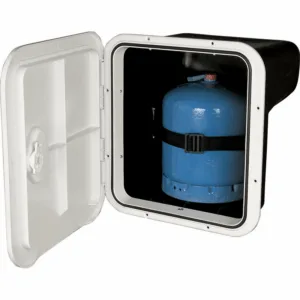 Køb Top Line container til gasflaske fra Nuova Rade. Robust, pladsbesparende og nem at åbne. Ideel til sikker opbevaring ombord.