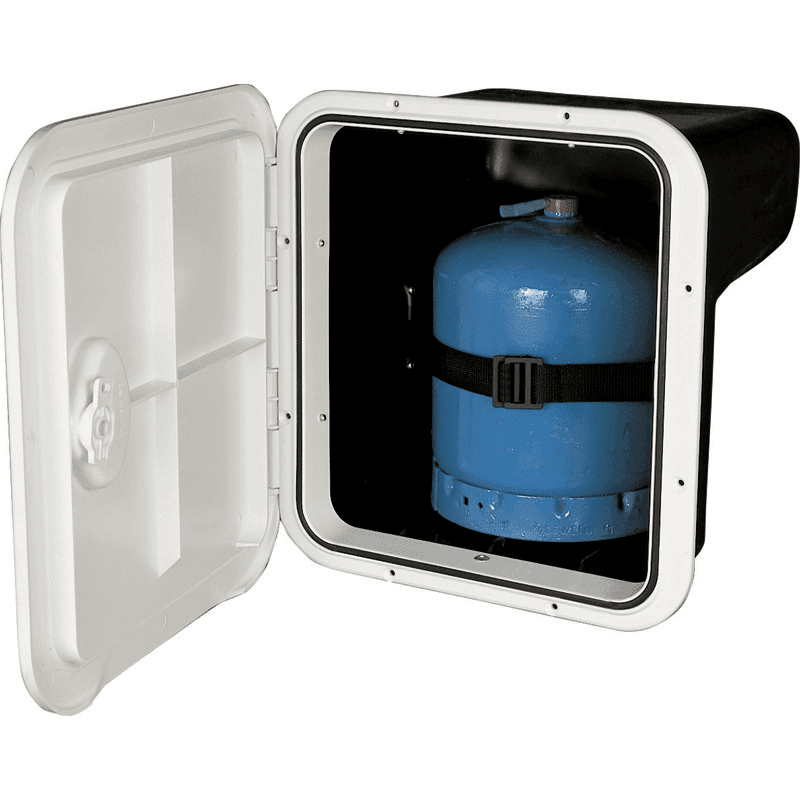 Køb Top Line container til gasflaske fra Nuova Rade. Robust, pladsbesparende og nem at åbne. Ideel til sikker opbevaring ombord.