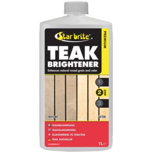 Star brite Teak cleaner 1 L – opfrisk teakens naturlige glans uden hård skrub. Køb nu og forbered teakdæk til oliering. Besti