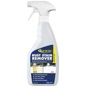 Star Brite rust pletfjerner 650 ml fjerner rustpletter fra metalbeslag ombord uden stærke syrer. Køb nu og forebyg nye plette