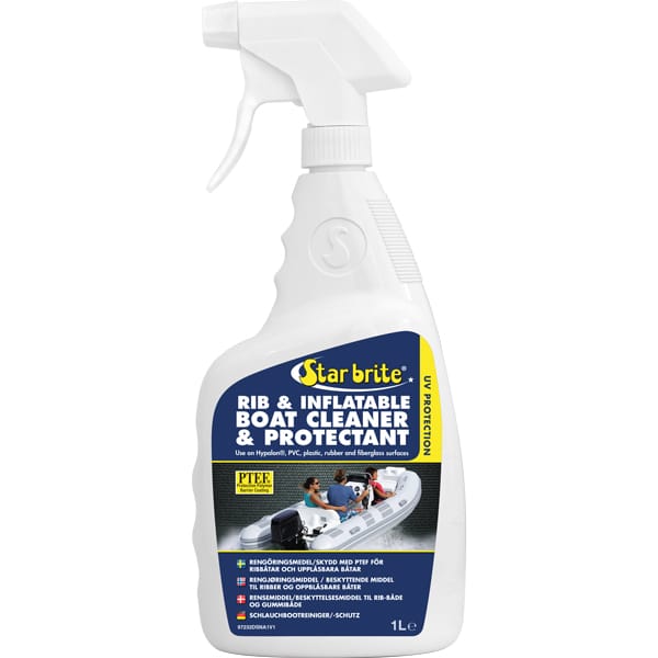 Rib & Gummibåd cleaner 1L med UV-beskyttelse til Hypalon og PVC. Bestil Star brite rengøringsspray nu — beskyt din gummibåd e