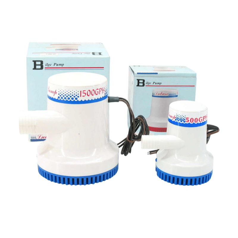 Elektrisk lænsepumpe fås i 5 varianter med Volt GPH: 12V - 1500 GPH, 12V - 500 GPH, 24V - 1500 GPH, 24V - 700 GPH, 12V - 700 GPH.