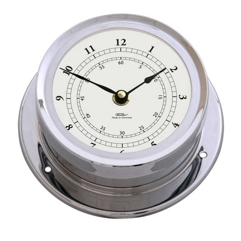 Fischer instrumenter Ø 165 mm i forkromet messing. Vælg mellem marineur og baro/termo/hygrometer. Se størrelser og varianter.